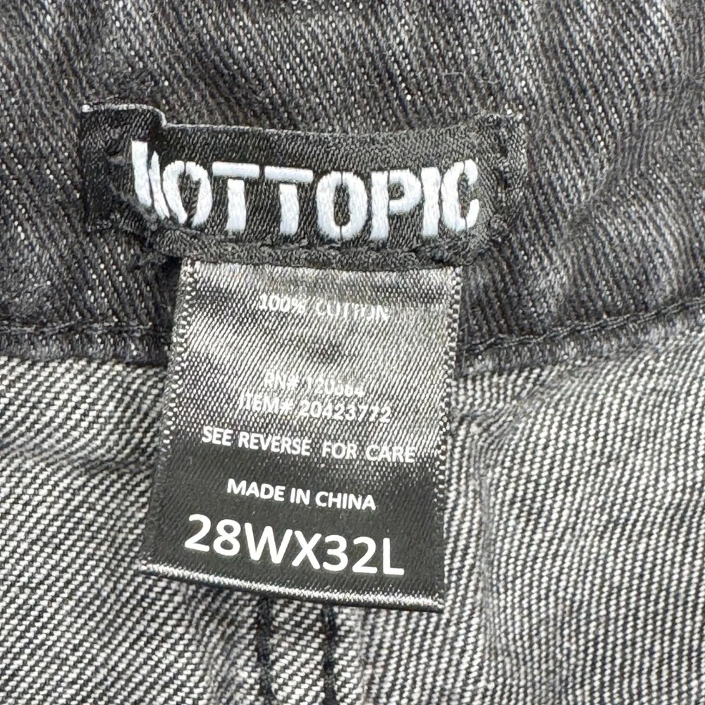 Hot Topic‎ Distressed Grunge Ripped Jeans Black Wash Wide Leg Denim Men 28Wx32L